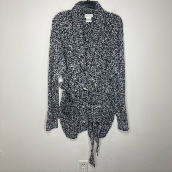 Softies 30” Marshmallow heathered button down cardigan with tie size 2x/3X - Picture 5 of 8